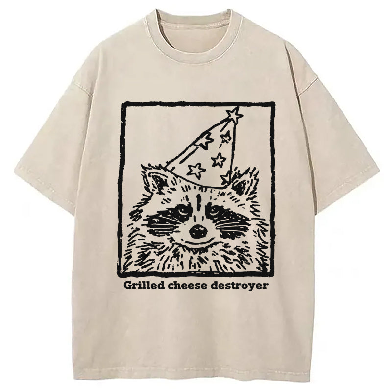 Funny Grilled Cheese Destroyer Washed T-Shirt Soft Comfortable Daily T Shirt Gifts For BFF - Gypsysystersgift