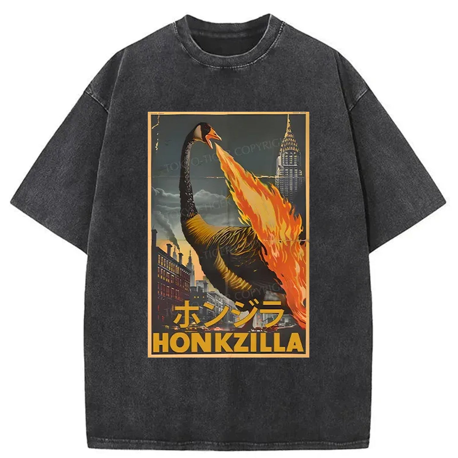 Funny Honkzilla Washed T-Shirt Retro Streetwear Graphic Top Gifts For Her - Gypsysystersgift