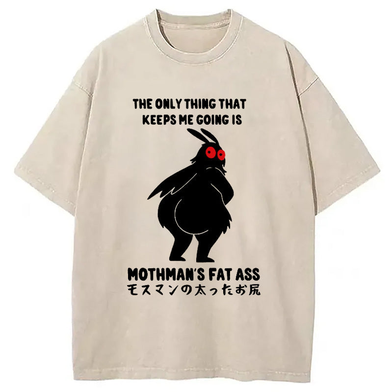 Funny Mothman Japan Washed T-Shirt Minimal Retro Graphic Clothing Gifts For Him - Gypsysystersgift
