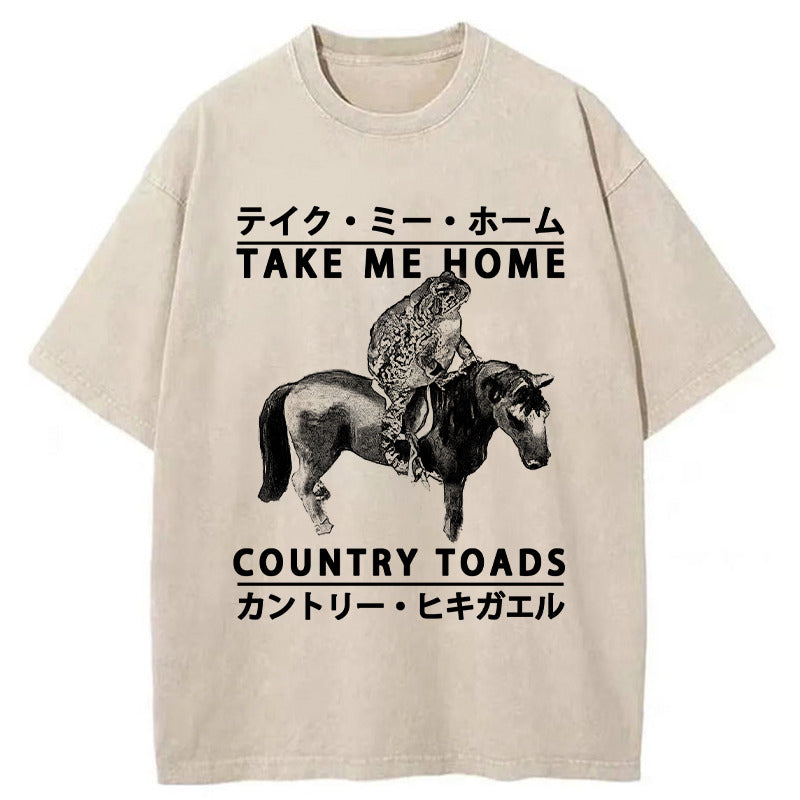 Funny Toad Ride Horse Washed T-Shirt Trendy Everyday Casual Outfit Gifts For Her - Gypsysystersgift