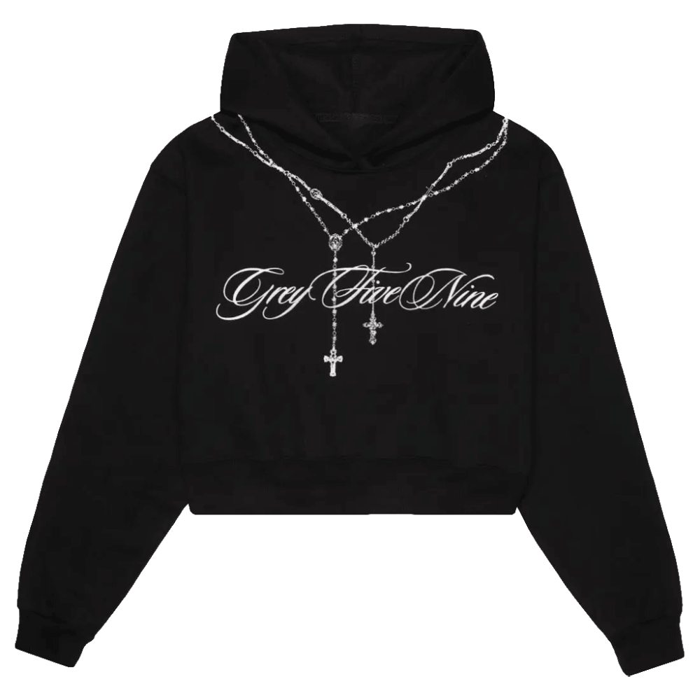 G59 Merch G59 Womens Rosary Cropped Hoodie Black Grey Five Nine Hoodie Birthday Gift For Her - Gypsysystersgift