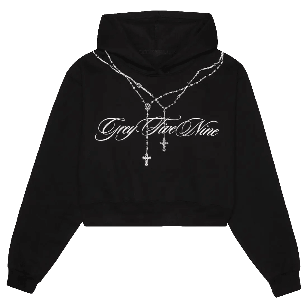 G59 Merch G59 Womens Rosary Cropped Hoodie Black Grey Five Nine Hoodie Birthday Gift For Her - Gypsysystersgift