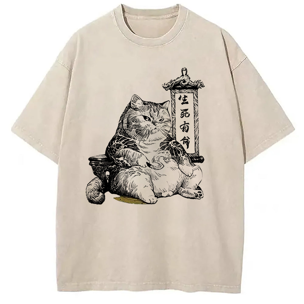 Gangster Cats Creative Washed T-Shirt Retro Humor Graphic Top Gifts For Her - Gypsysystersgift