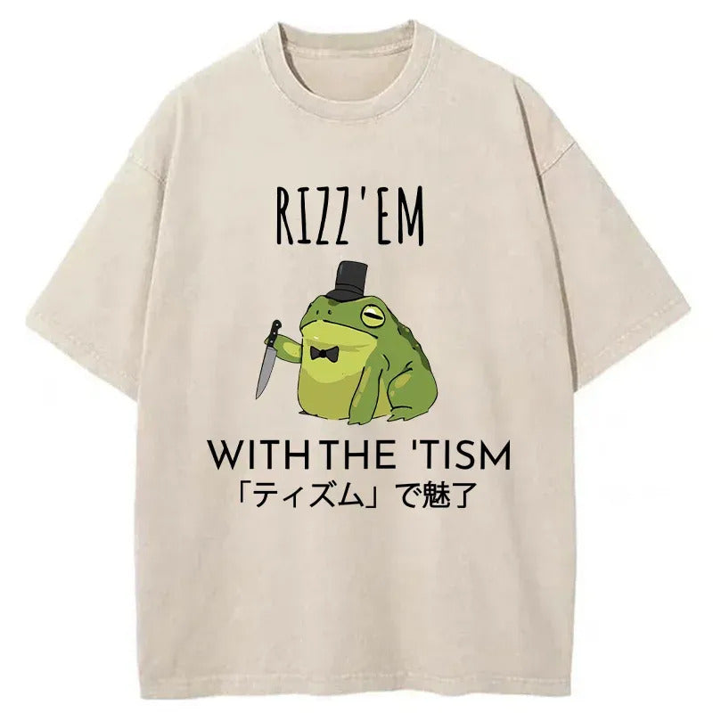Gentleman Frog Killer Washed T-Shirt Funny Graphic Gift For Friends Gifts For Her - Gypsysystersgift