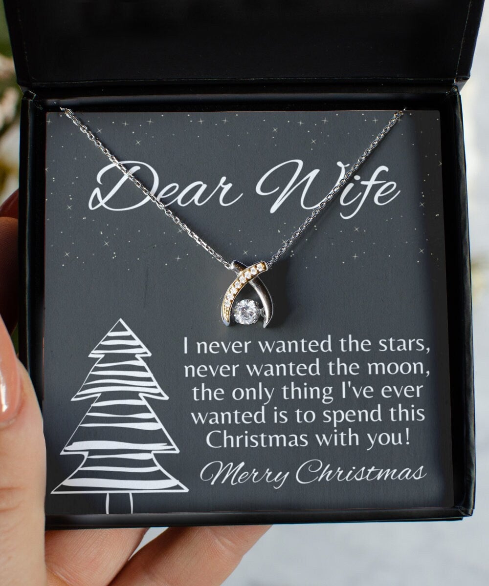 Dear Wife Merry Christmas Wishbone Dancing Necklace Gift For Her