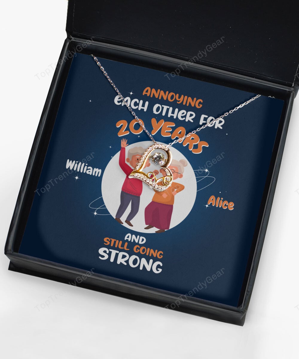Annoying Each Other For Years And Still Going Strong Custom Name And Date Love Dancing Necklace Anniversary Gifts For Her 
