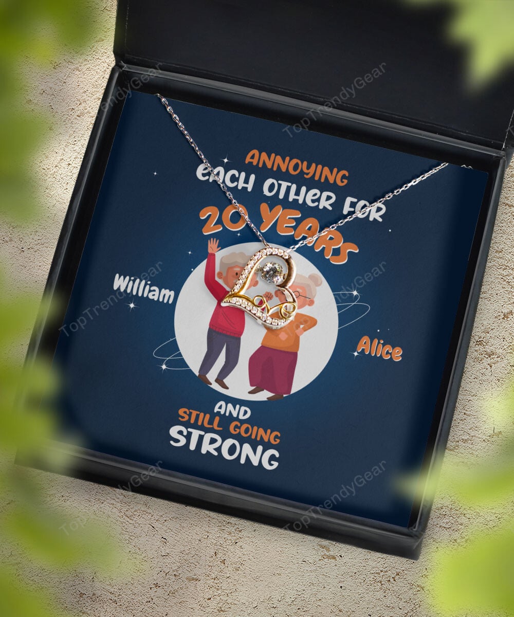 Annoying Each Other For Years And Still Going Strong Custom Name And Date Love Dancing Necklace Anniversary Gifts For Her 