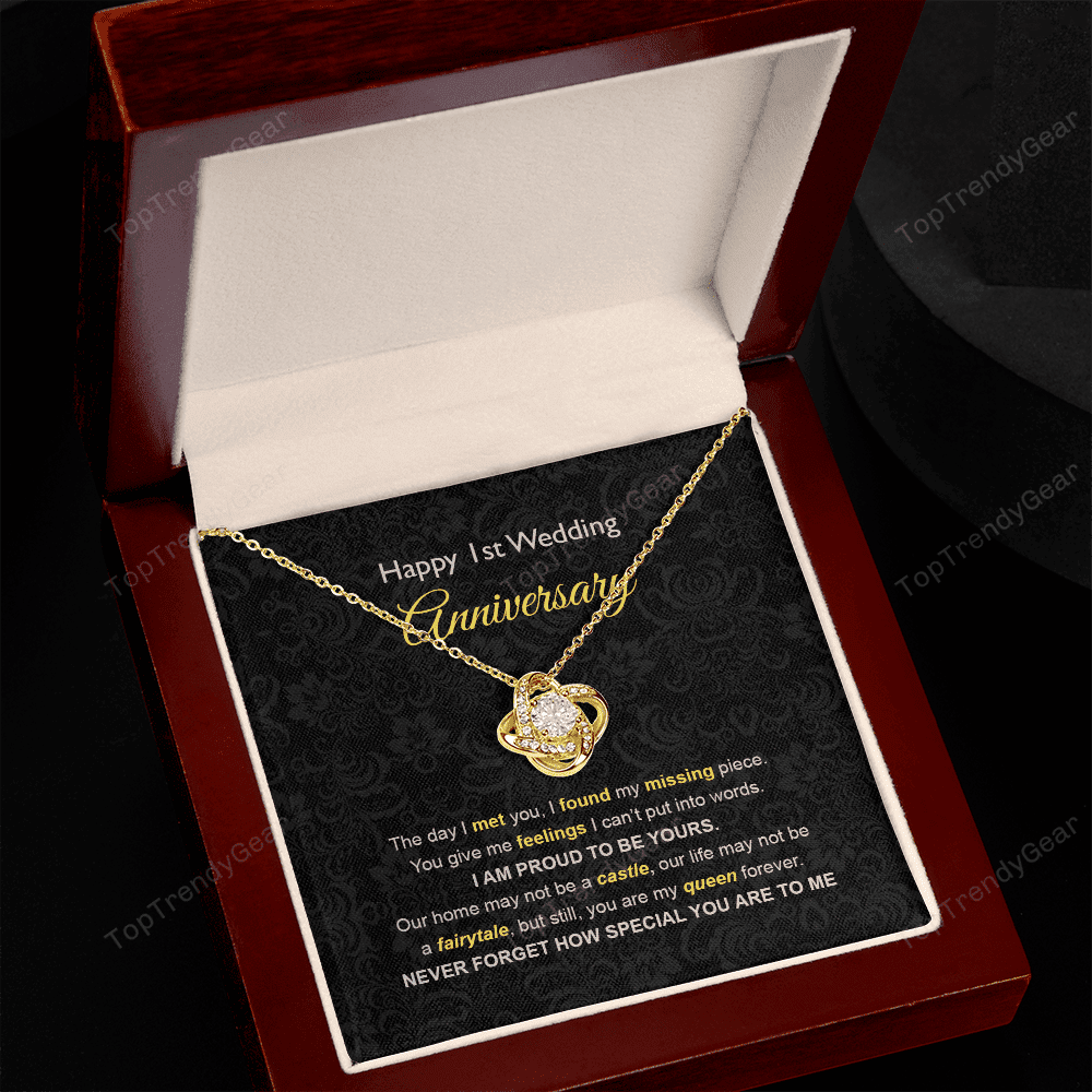 Wife Necklace, 1st Wedding Anniversary Necklace Gift Ideas For Wife Love Knot Gold Necklace