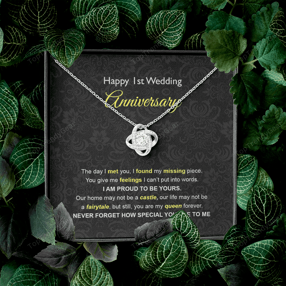 Wife Necklace, 1st Wedding Anniversary Necklace Gift Ideas For Wife Love Knot Gold Necklace