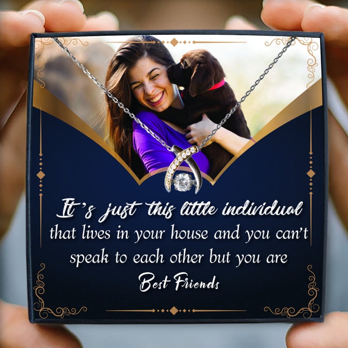 Dog's Mom Custom Photo Wishbone Dancing Necklace Gift For Mom