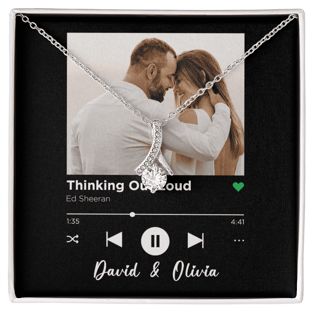 Thinking Out Loud Spotify Code Song Art Custom Name And Photo Alluring Beauty Gold Necklace Gift For Her