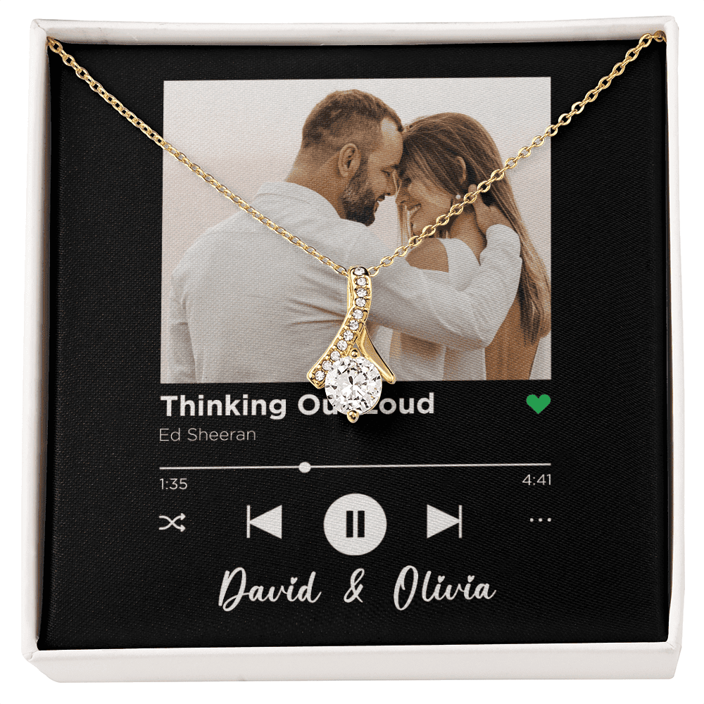 Thinking Out Loud Spotify Code Song Art Custom Name And Photo Alluring Beauty Gold Necklace Gift For Her