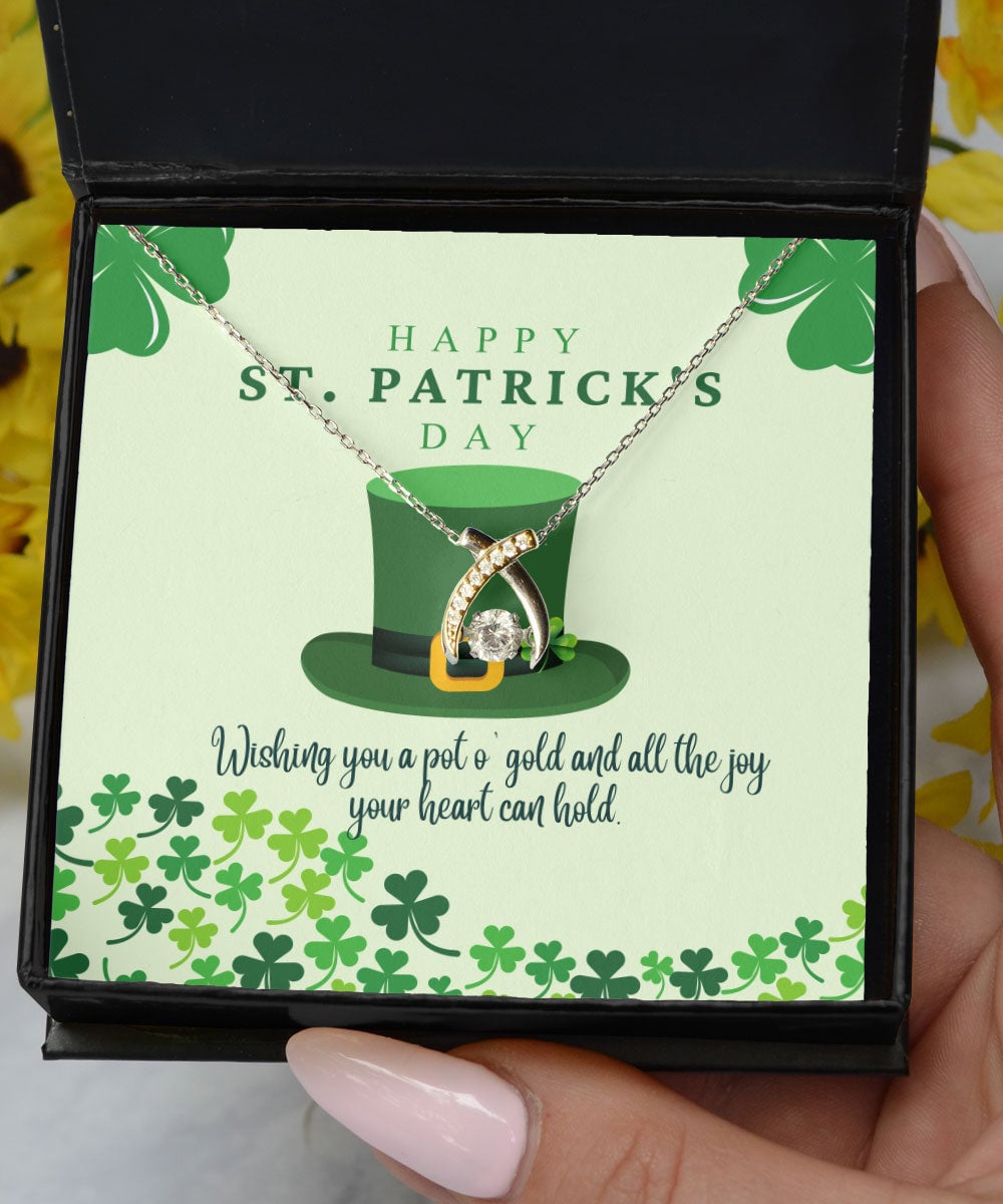 To My Soulmate Wishing You A Pot O Gold And All The Joy Your Heart Can Hold Wishbone Dancing Necklace 