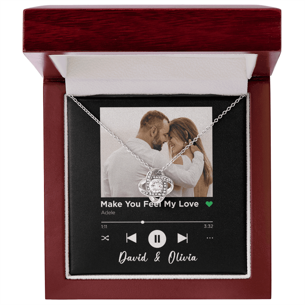 Make You Feel My Love Spotify Code Song Art Custom Name And Photo Love Knot Gold Necklace Gift For Her