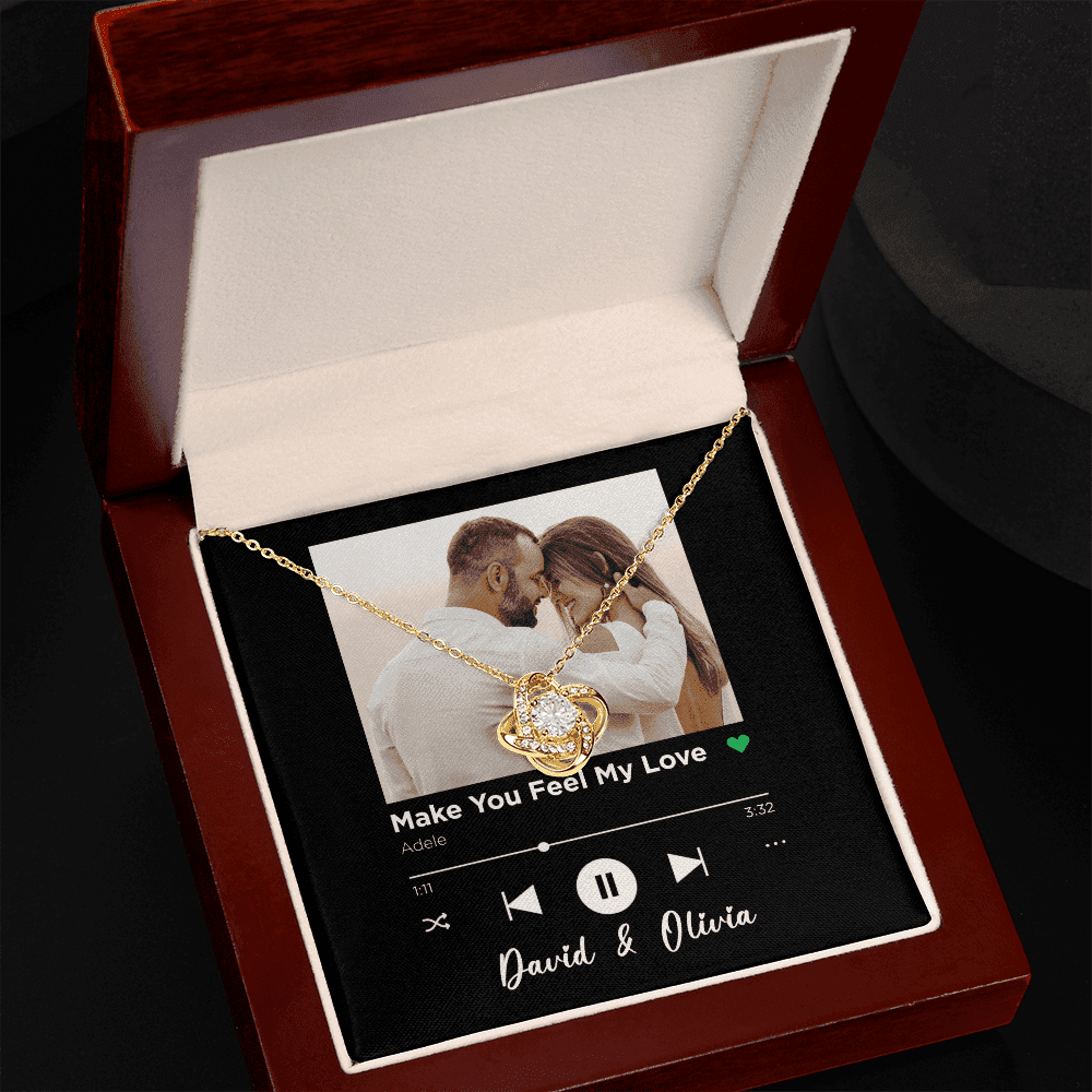Make You Feel My Love Spotify Code Song Art Custom Name And Photo Love Knot Gold Necklace Gift For Her