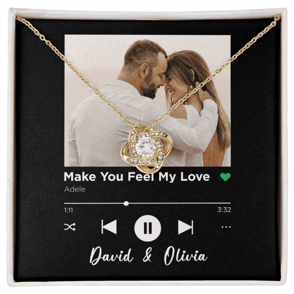 Make You Feel My Love Spotify Code Song Art Custom Name And Photo Love Knot Gold Necklace Gift For Her