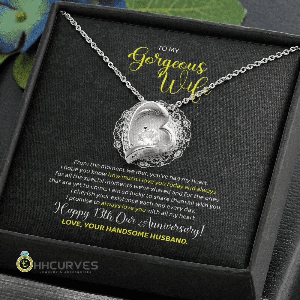 Happy Wedding Anniversary Lace Anniversary Gifts For Her 13 Year Wedding Anniversary Gift Forever Love Necklace 