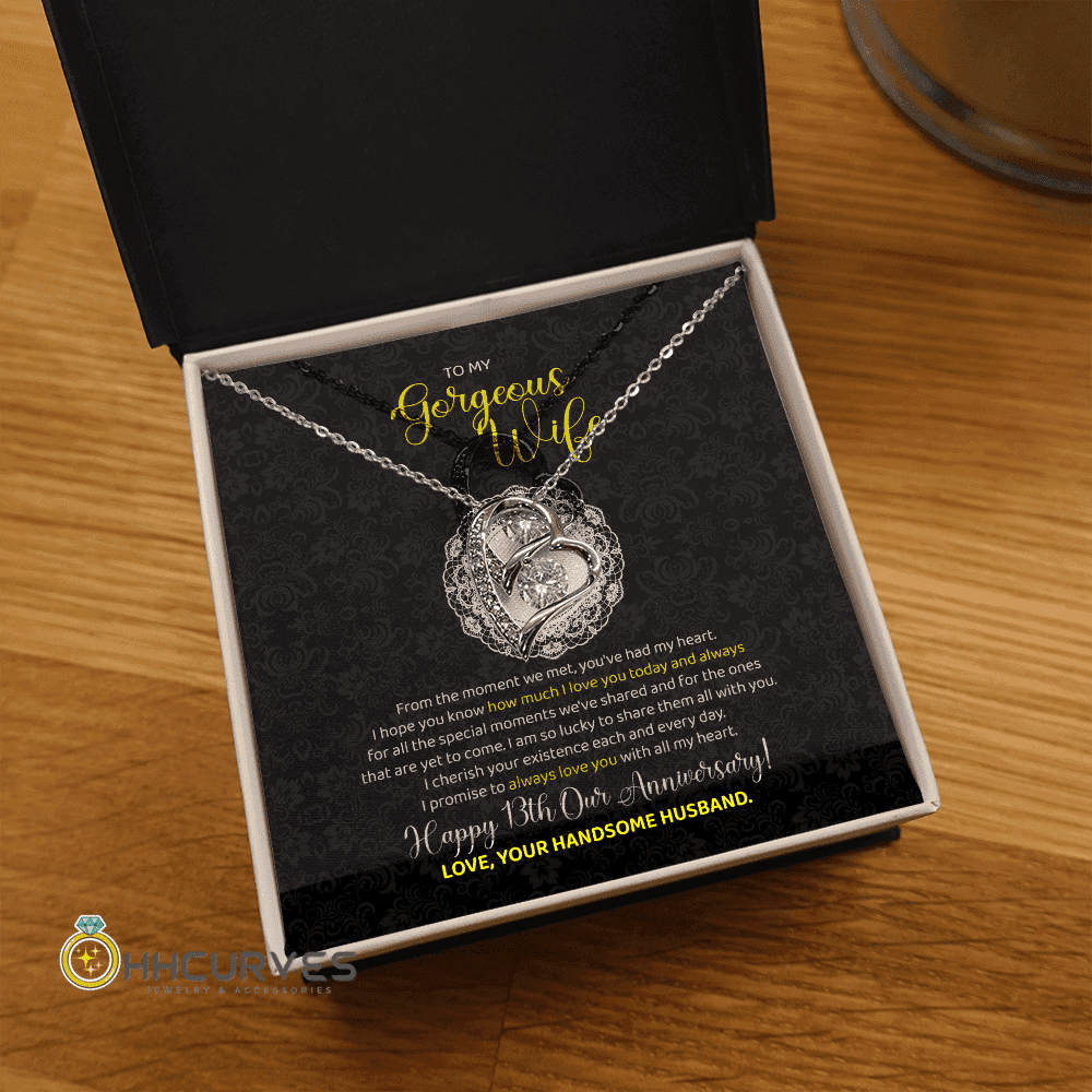 Happy Wedding Anniversary Lace Anniversary Gifts For Her 13 Year Wedding Anniversary Gift Forever Love Necklace 
