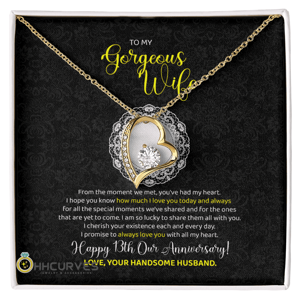 Happy Wedding Anniversary Lace Anniversary Gifts For Her 13 Year Wedding Anniversary Gift Forever Love Necklace 