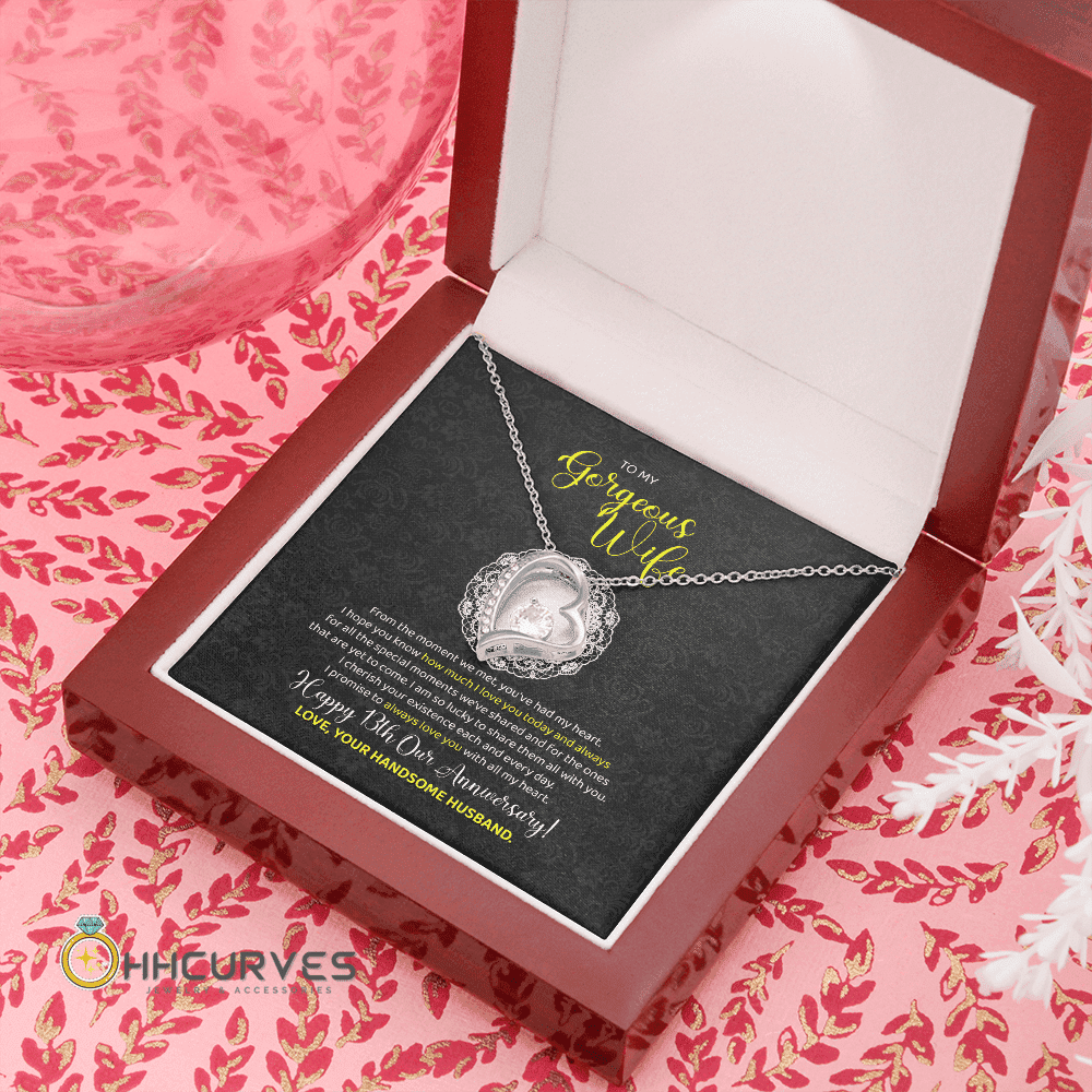 Happy Wedding Anniversary Lace Anniversary Gifts For Her 13 Year Wedding Anniversary Gift Forever Love Necklace 
