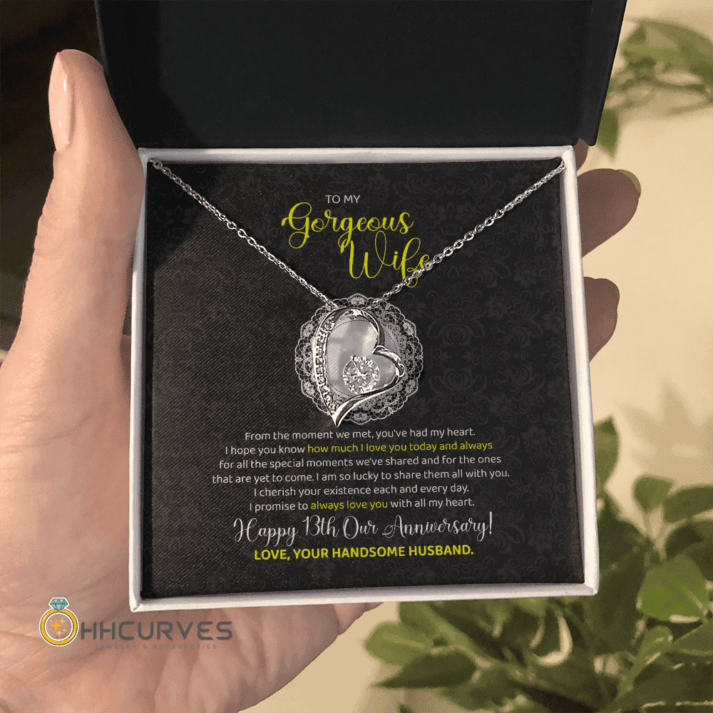 Happy Wedding Anniversary Lace Anniversary Gifts For Her 13 Year Wedding Anniversary Gift Forever Love Necklace 