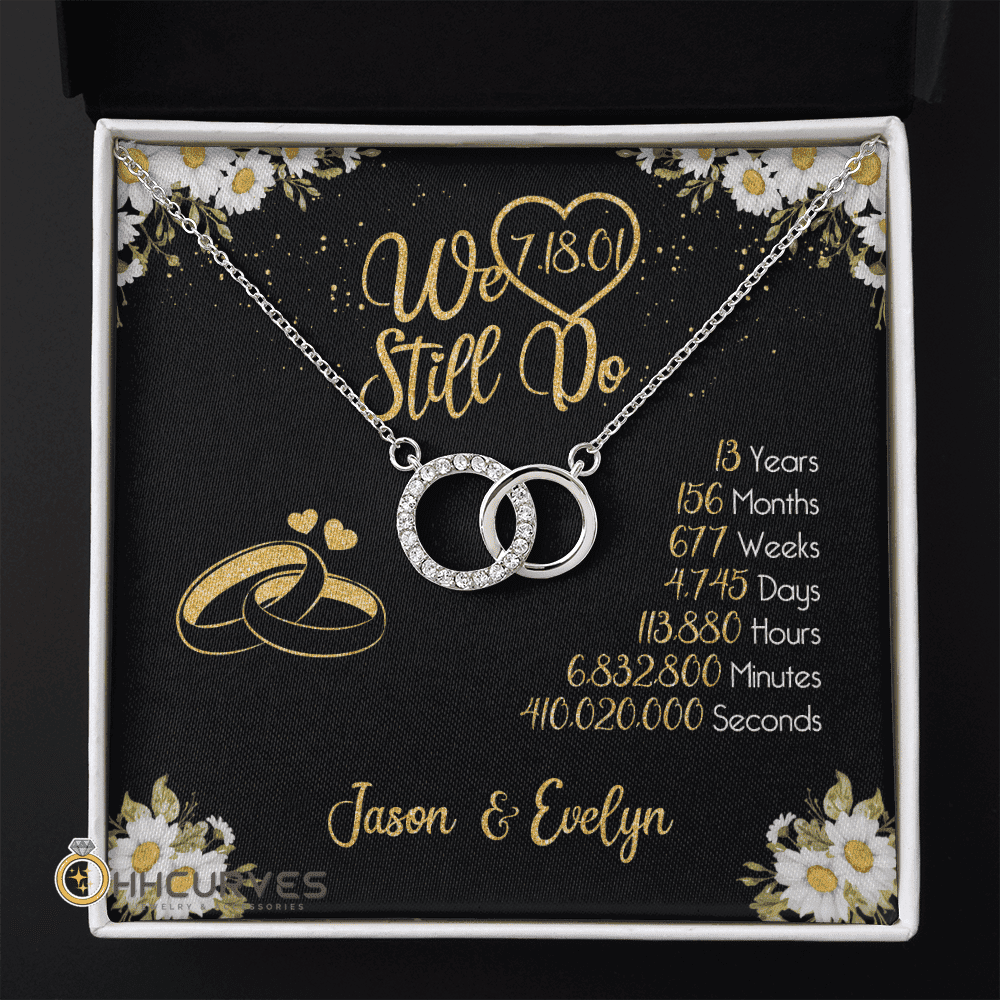 Custom Name And Date Anniversary Gifts Lace Anniversary Gifts For Her We Still Do 13 Year Wedding Anniversary Gift Perfect Pair Necklace 