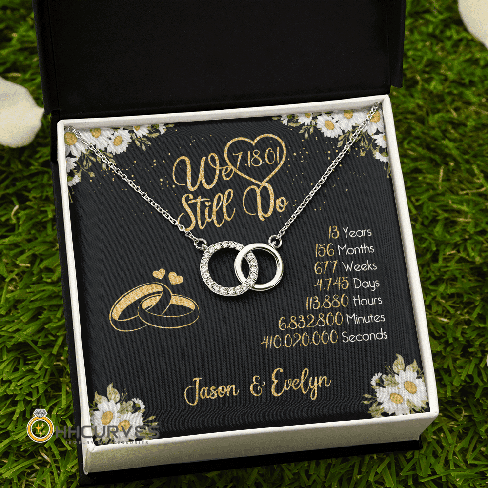 Custom Name And Date Anniversary Gifts Lace Anniversary Gifts For Her We Still Do 13 Year Wedding Anniversary Gift Perfect Pair Necklace 