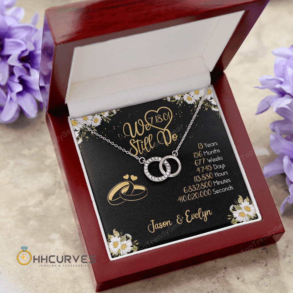 Custom Name And Date Anniversary Gifts Lace Anniversary Gifts For Her We Still Do 13 Year Wedding Anniversary Gift Perfect Pair Necklace 
