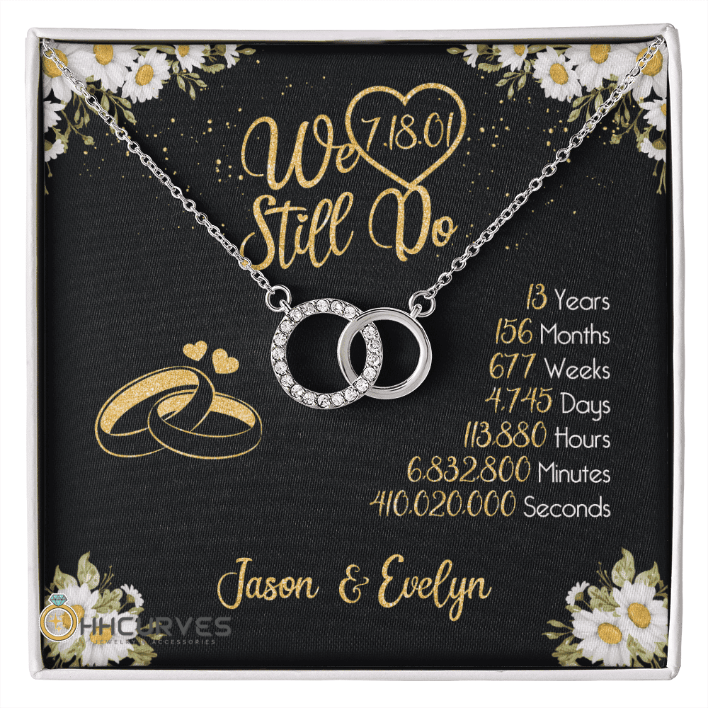Custom Name And Date Anniversary Gifts Lace Anniversary Gifts For Her We Still Do 13 Year Wedding Anniversary Gift Perfect Pair Necklace 