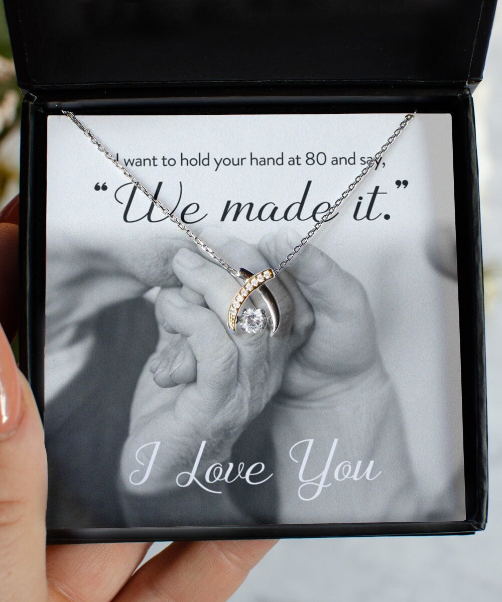 We Made It Wishbone Dancing Necklace Gift For Her