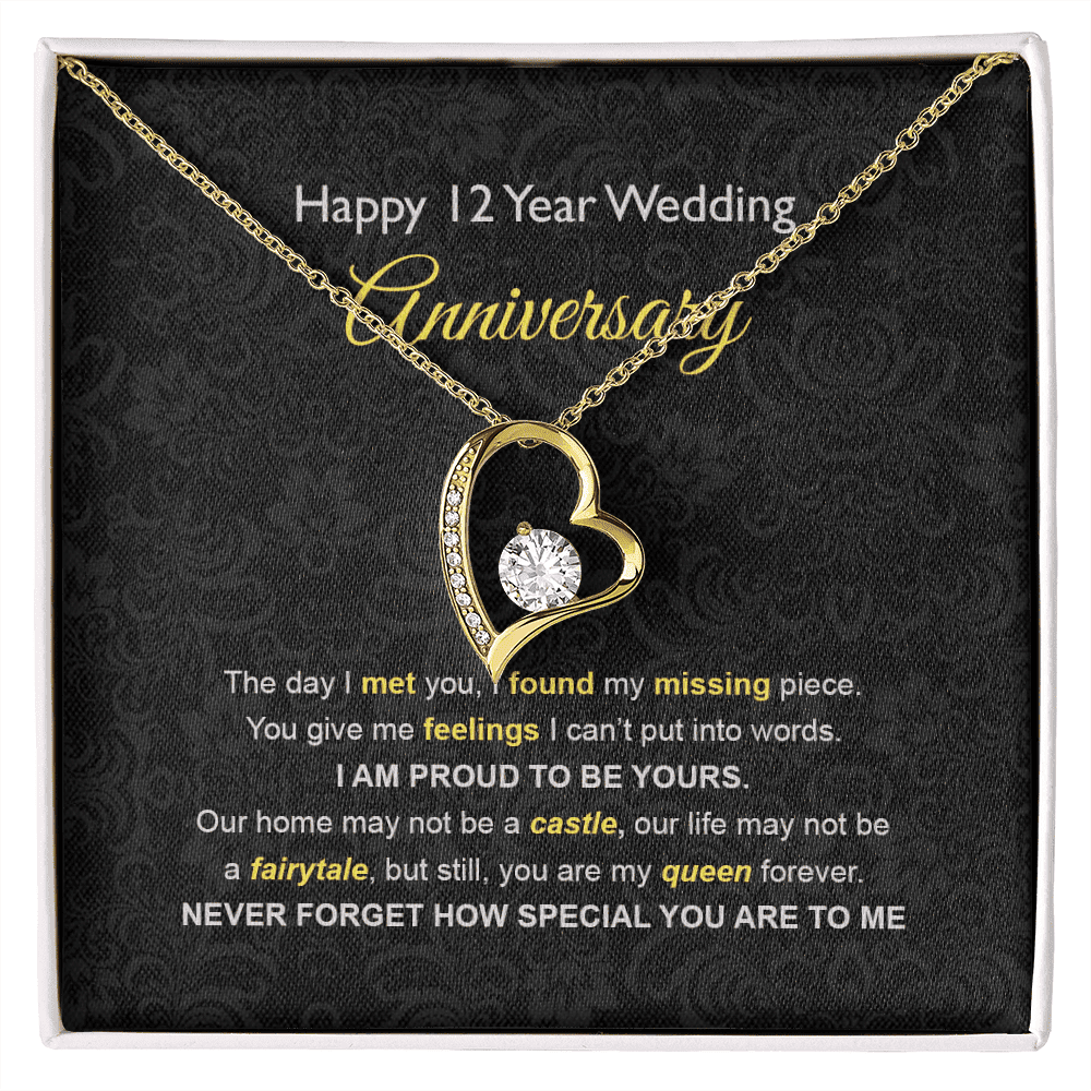 Wife Necklace, 12th Wedding Anniversary Necklace Gift Ideas For Wife Forever Love Necklace