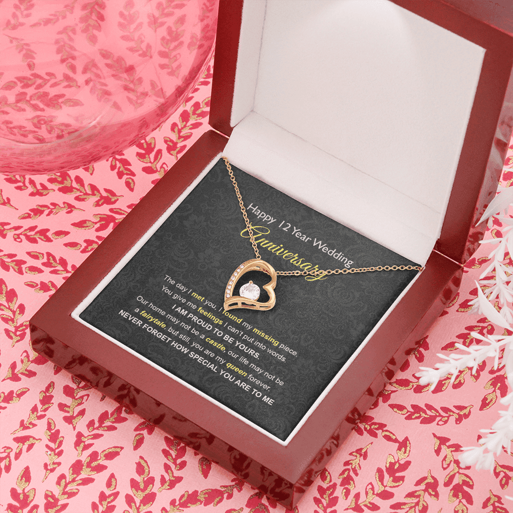 Wife Necklace, 12th Wedding Anniversary Necklace Gift Ideas For Wife Forever Love Necklace