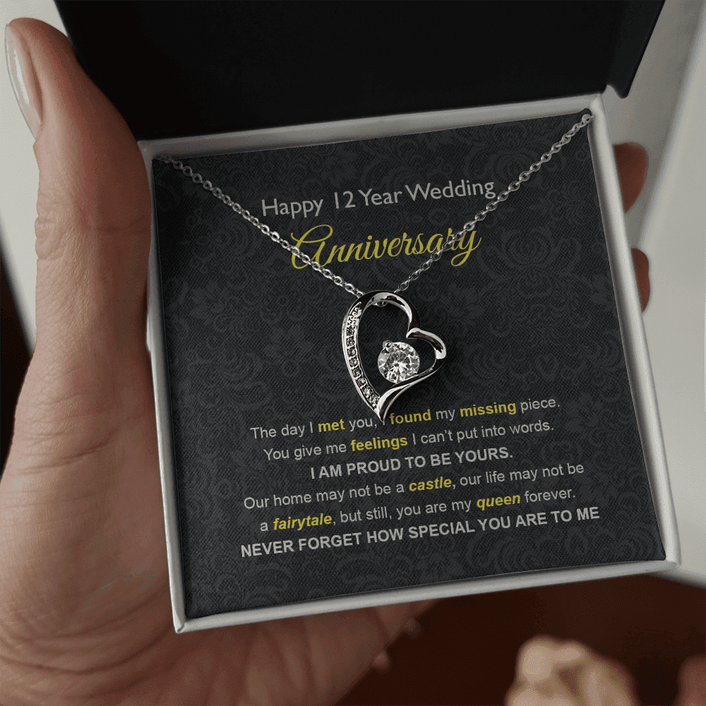 Wife Necklace, 12th Wedding Anniversary Necklace Gift Ideas For Wife Forever Love Necklace