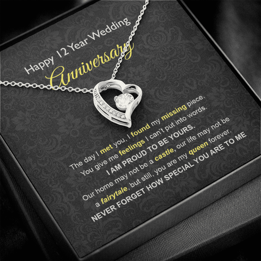 Wife Necklace, 12th Wedding Anniversary Necklace Gift Ideas For Wife Forever Love Necklace