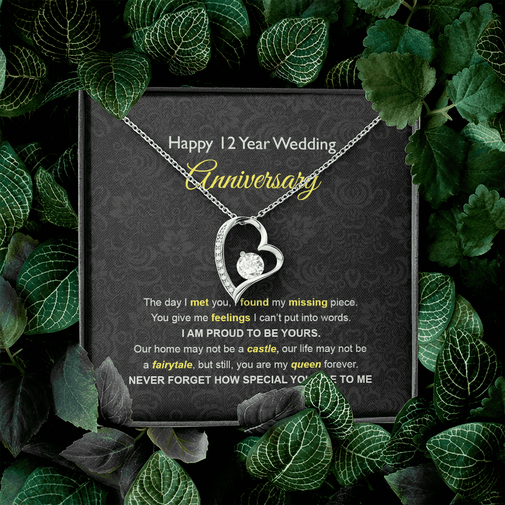 Wife Necklace, 12th Wedding Anniversary Necklace Gift Ideas For Wife Forever Love Necklace