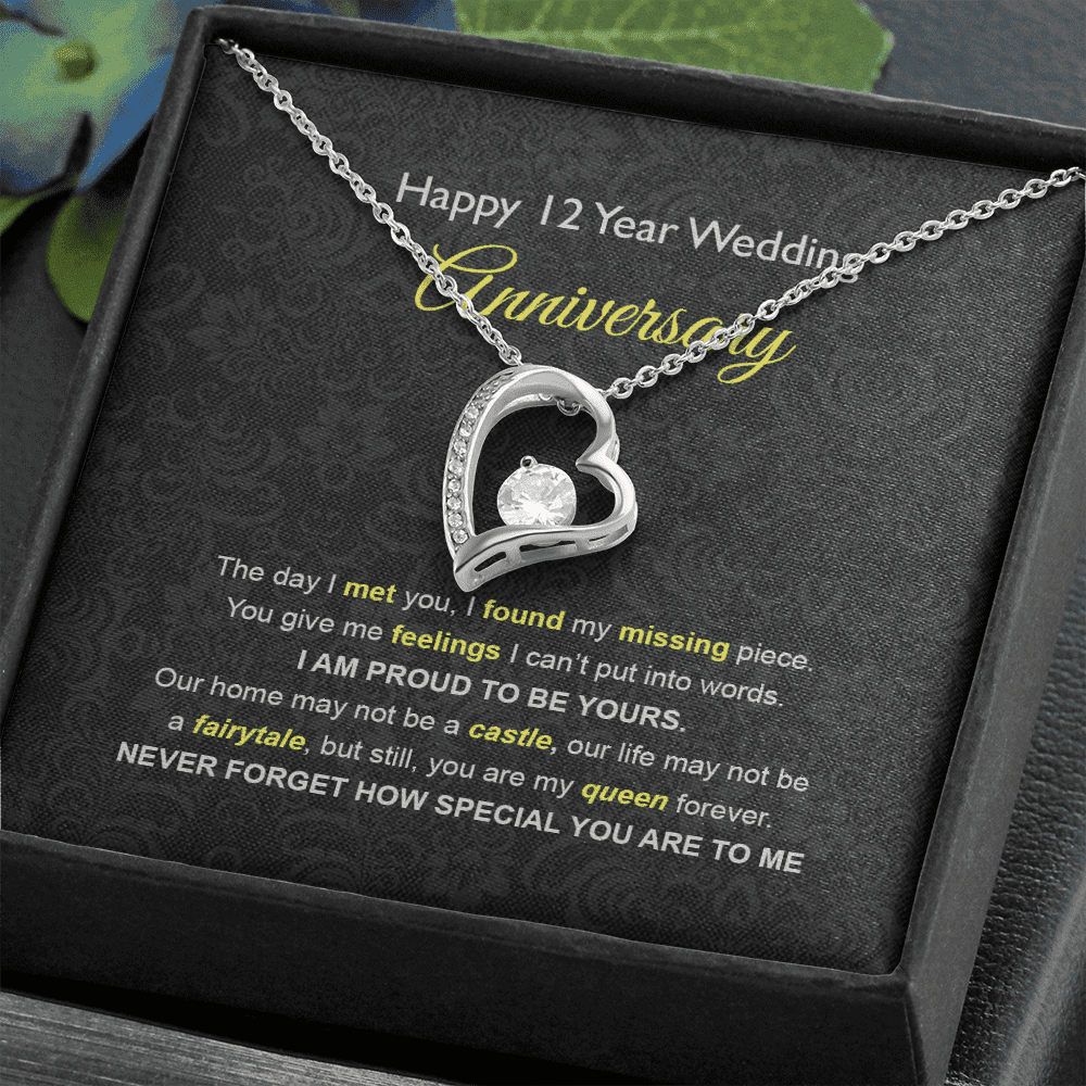Wife Necklace, 12th Wedding Anniversary Necklace Gift Ideas For Wife Forever Love Necklace