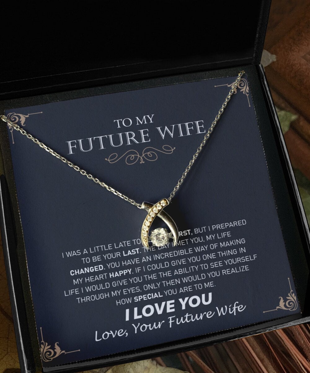 To My Future Wife I Love You Wishbone Dancing Necklace For Women