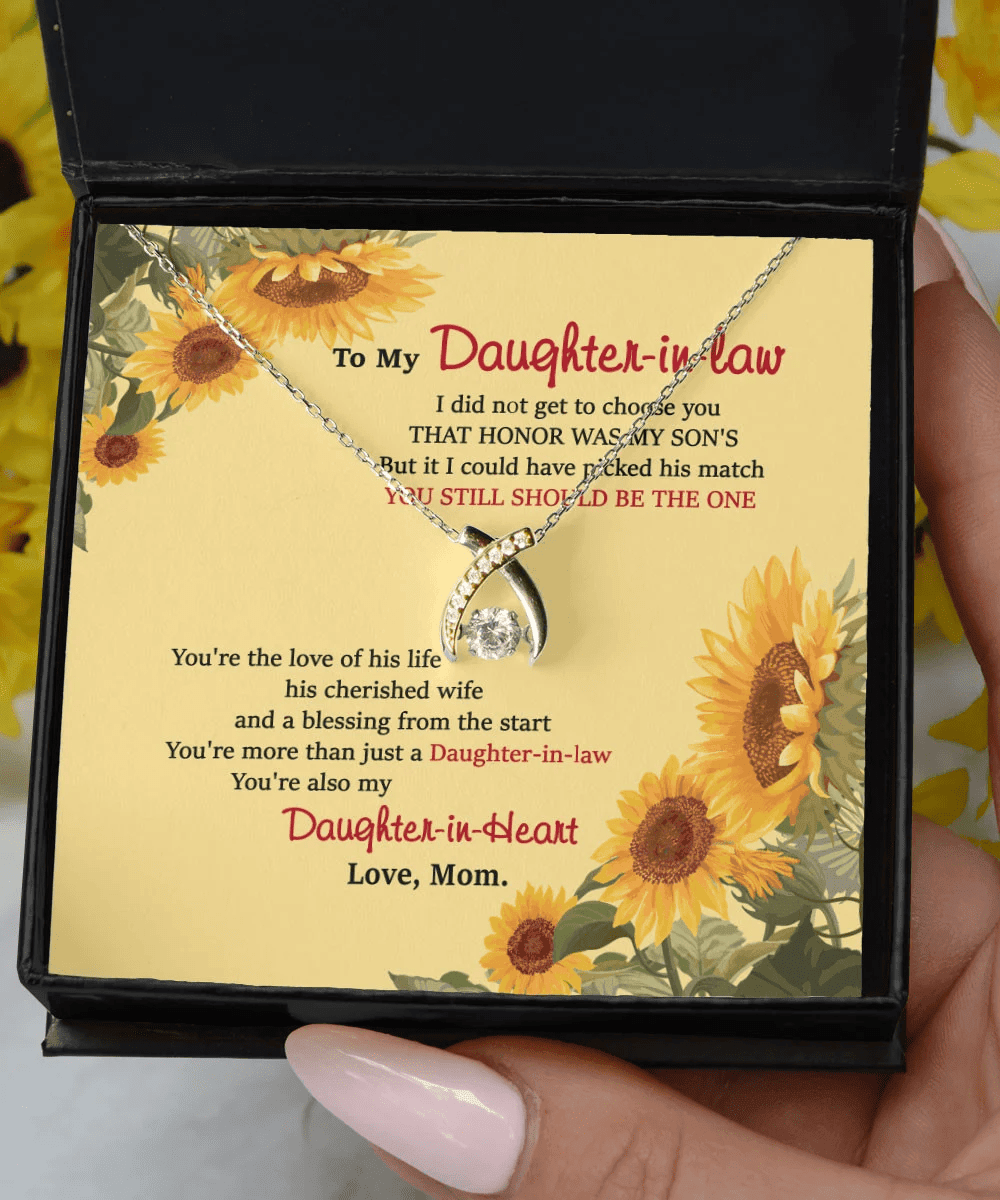 Daughter In Law Jewelry You Still Should Be The One Gift For Daughter-In-Law From Mom Wishbone Dancing Necklace 