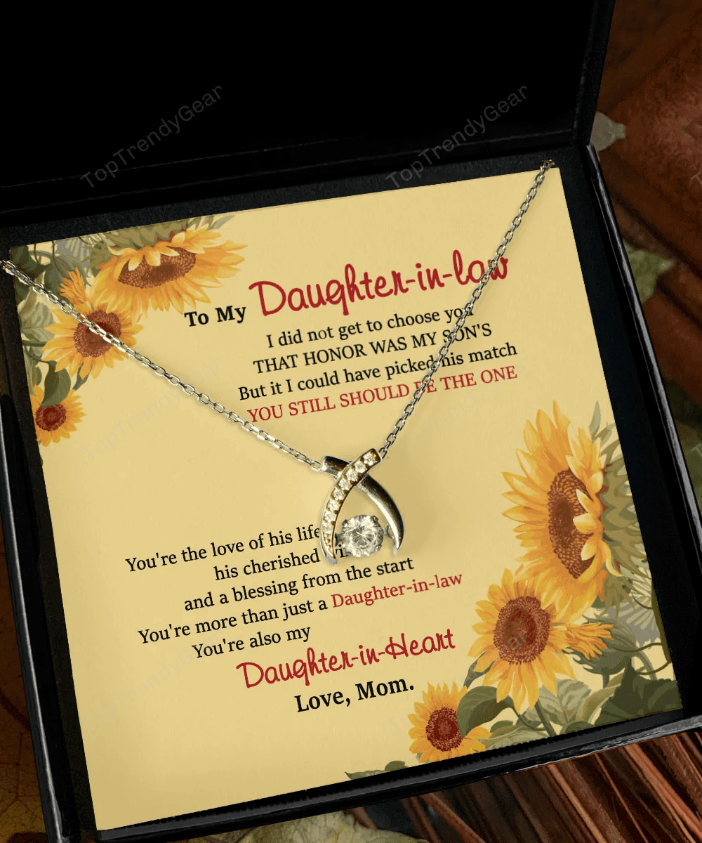 Daughter In Law Jewelry You Still Should Be The One Gift For Daughter-In-Law From Mom Wishbone Dancing Necklace 