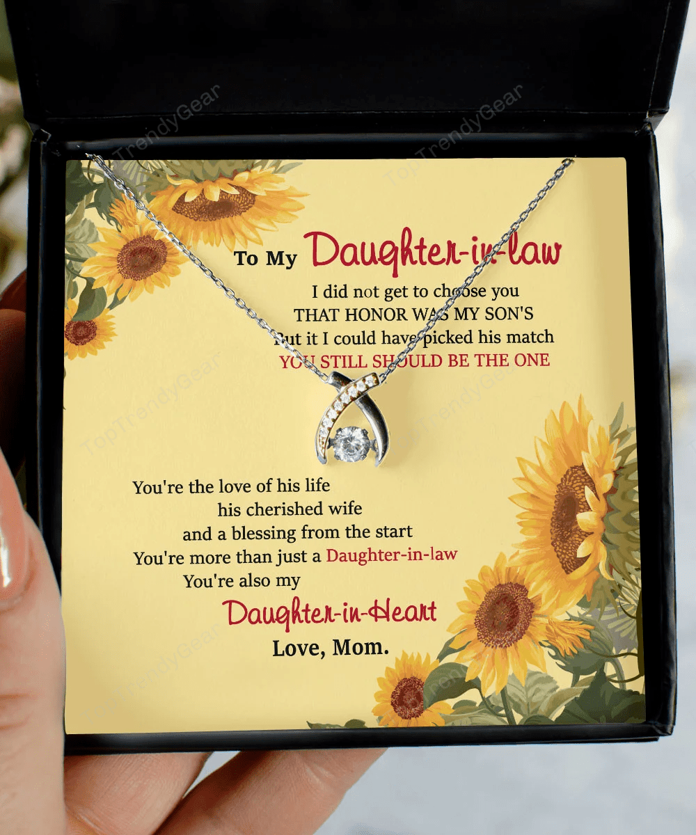 Daughter In Law Jewelry You Still Should Be The One Gift For Daughter-In-Law From Mom Wishbone Dancing Necklace 