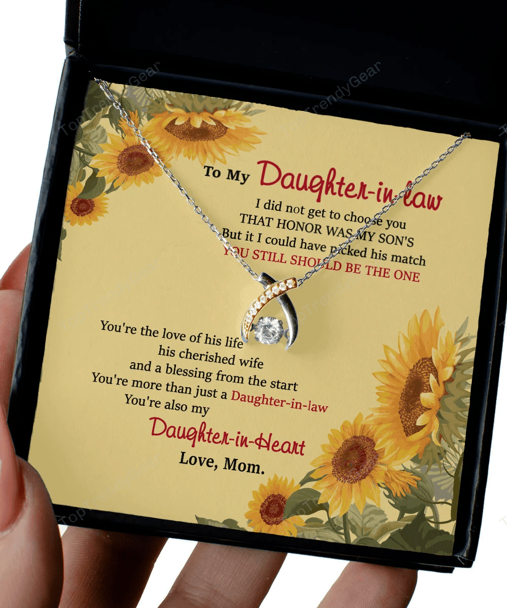 Daughter In Law Jewelry You Still Should Be The One Gift For Daughter-In-Law From Mom Wishbone Dancing Necklace 