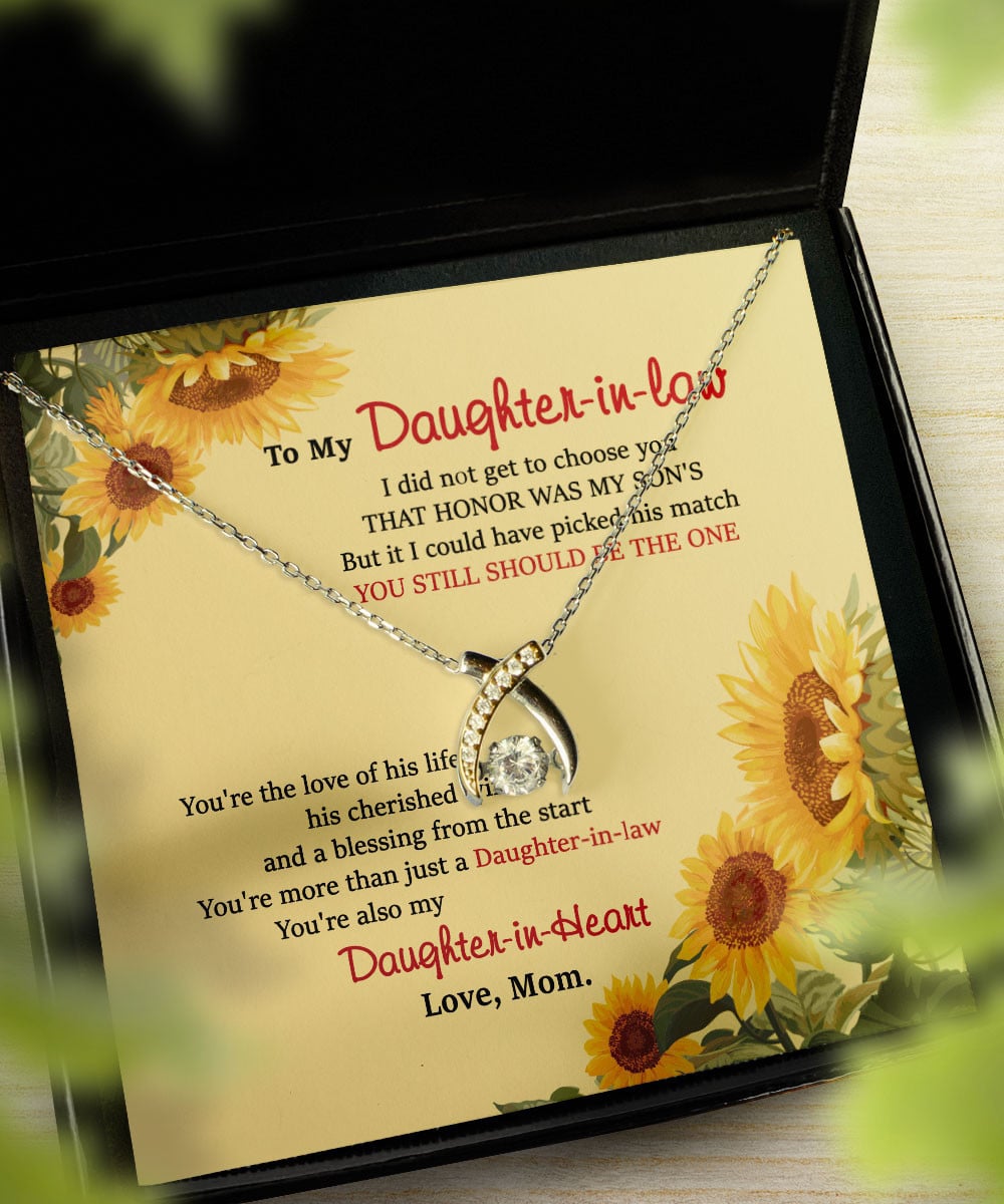 Daughter In Law Jewelry You Still Should Be The One Gift For Daughter-In-Law From Mom Wishbone Dancing Necklace 