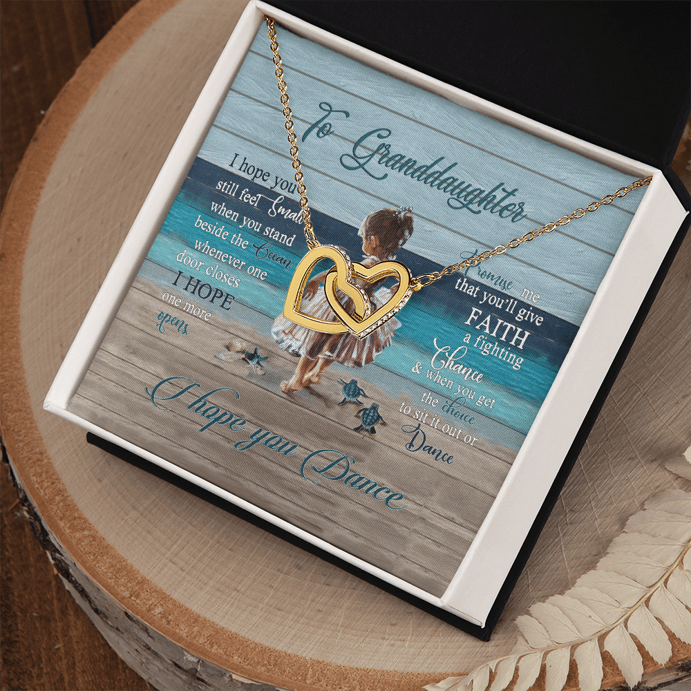 Granddaughter Necklace I Hope You Dance Gift For Granddaughter Interlocking Hearts Gold Necklace 