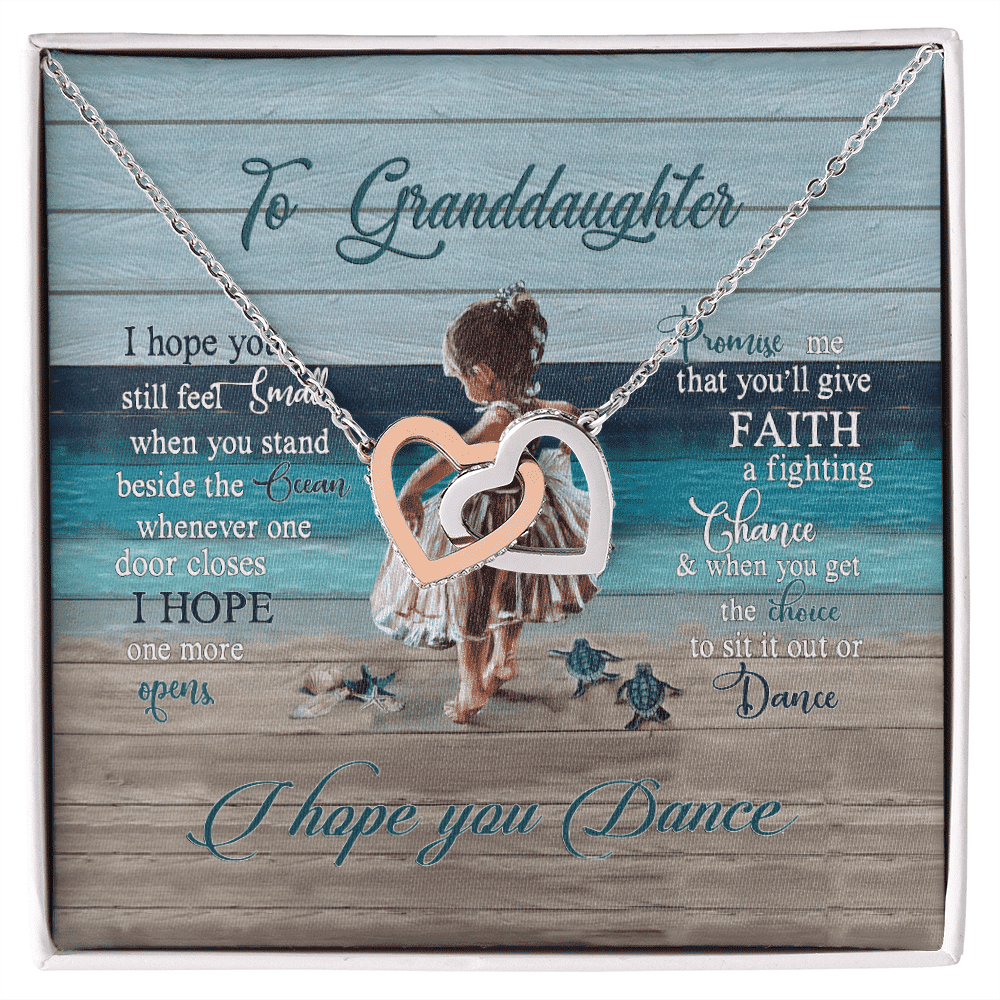 Granddaughter Necklace I Hope You Dance Gift For Granddaughter Interlocking Hearts Gold Necklace 
