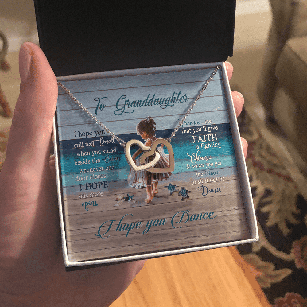 Granddaughter Necklace I Hope You Dance Gift For Granddaughter Interlocking Hearts Gold Necklace 