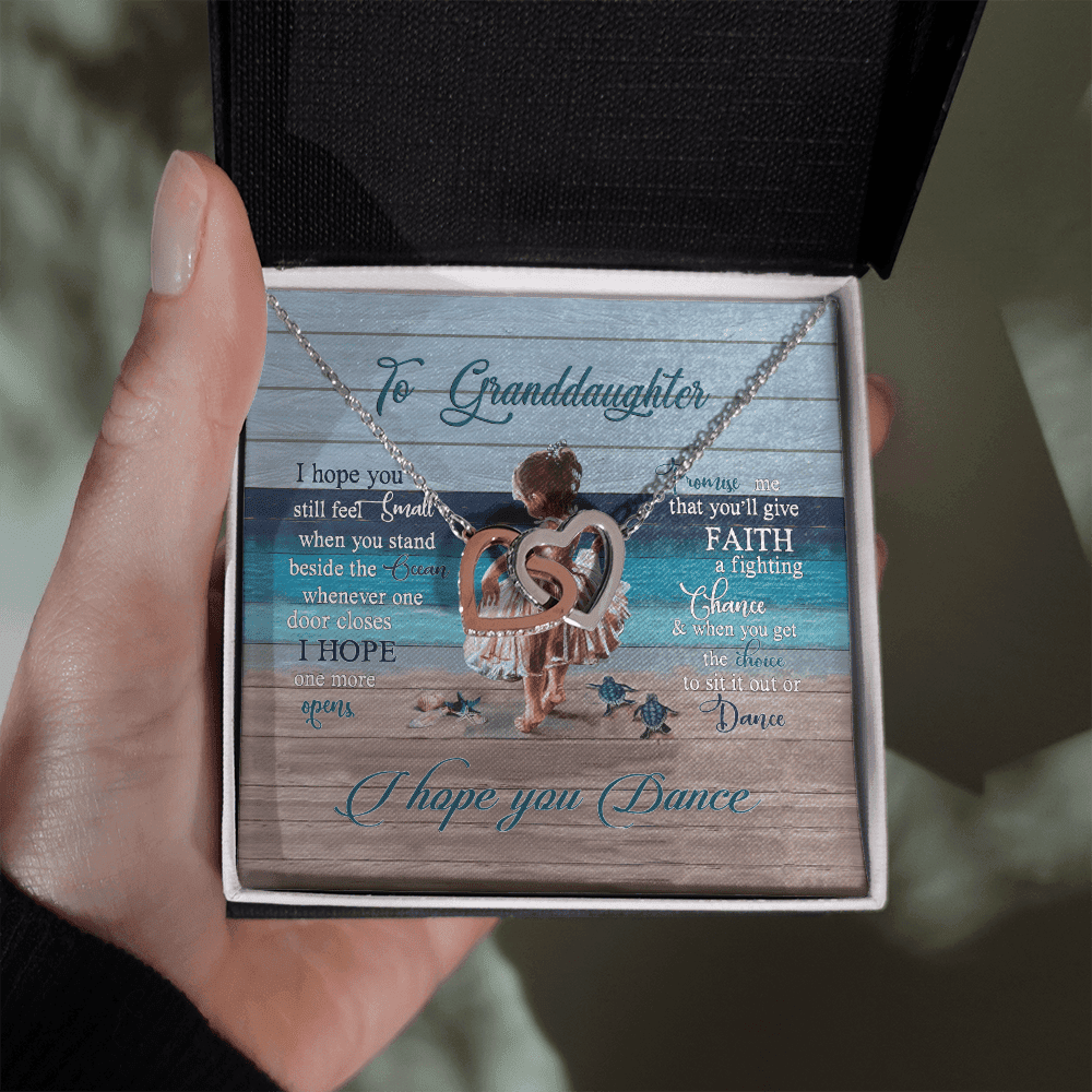 Granddaughter Necklace I Hope You Dance Gift For Granddaughter Interlocking Hearts Gold Necklace 