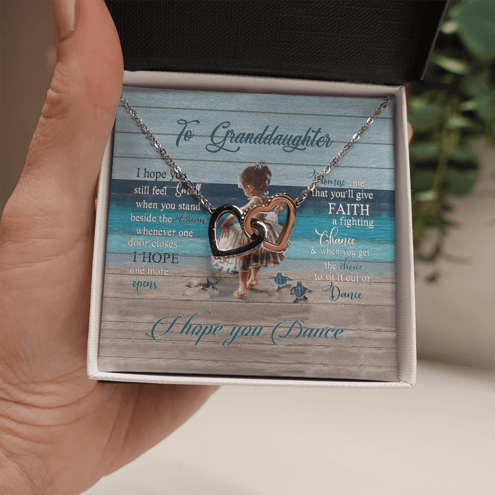 Granddaughter Necklace I Hope You Dance Gift For Granddaughter Interlocking Hearts Gold Necklace 
