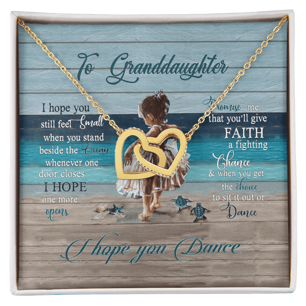 Granddaughter Necklace I Hope You Dance Gift For Granddaughter Interlocking Hearts Gold Necklace 