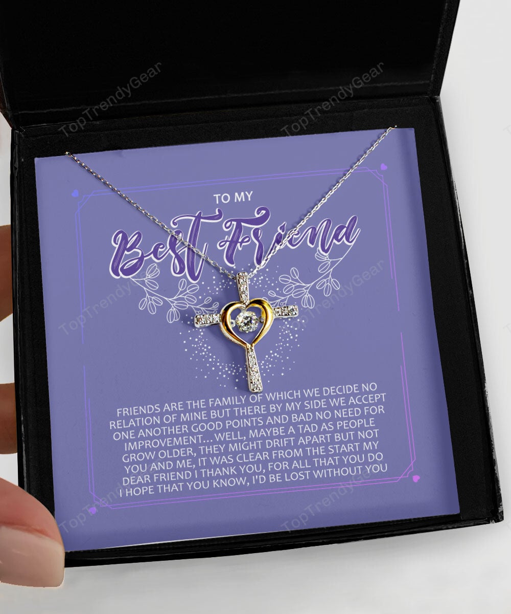 To My Best Friend I Miss You 2 Cross Dancing Necklace