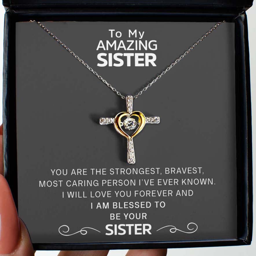 From Sister To Sister - Dancing Jewel Cross Necklace